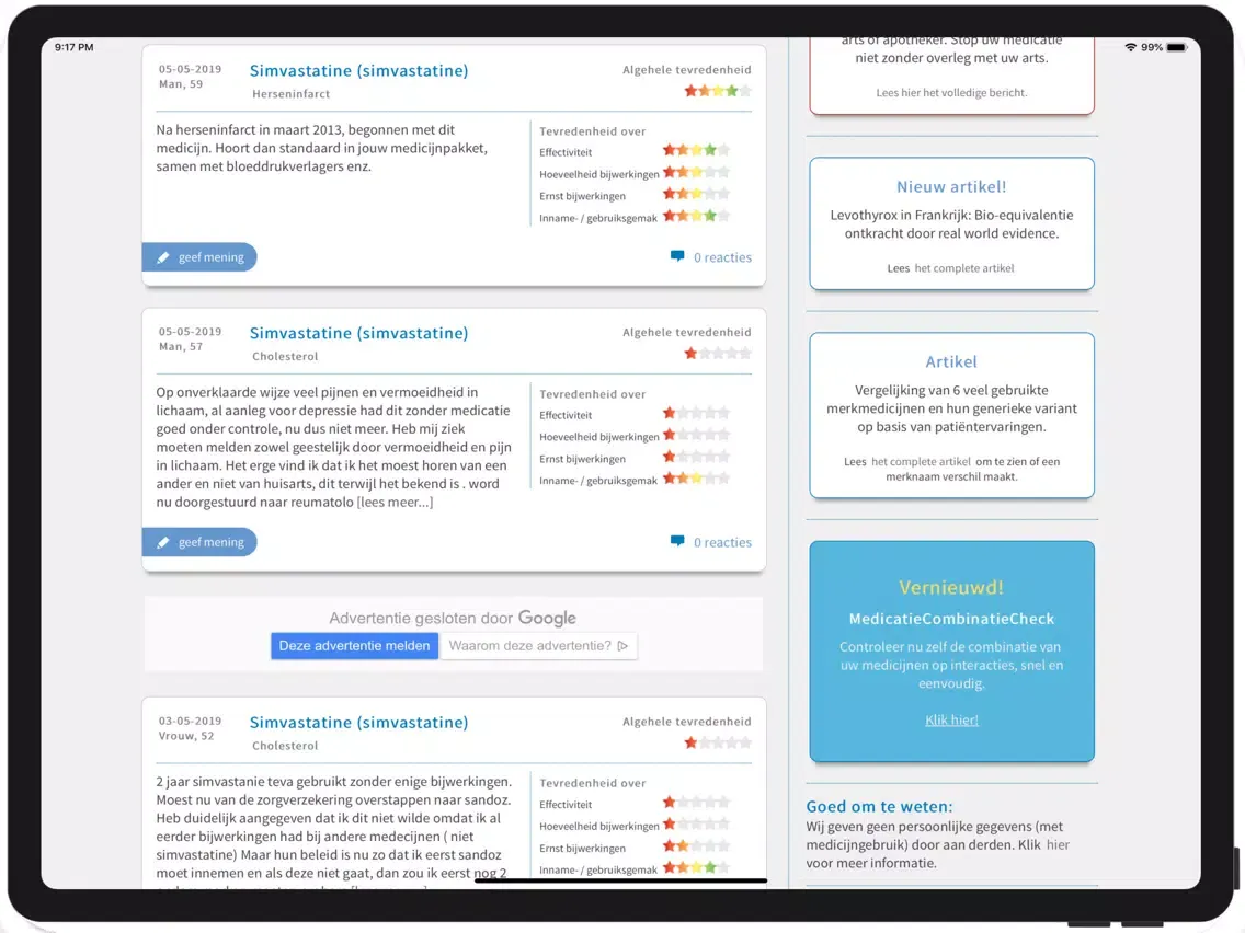 Screenshot di MijnMedicijn.nl iPad 