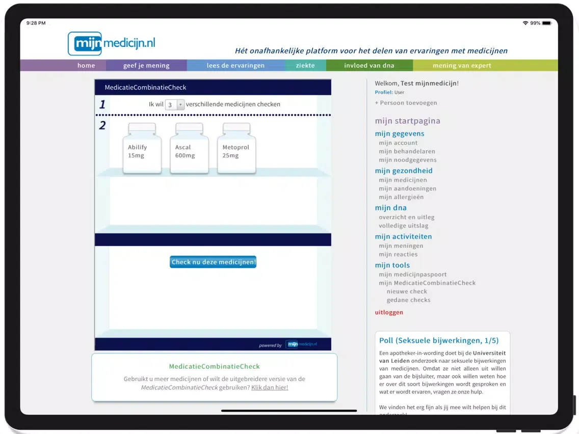 Screenshot di MijnMedicijn.nl iPad 