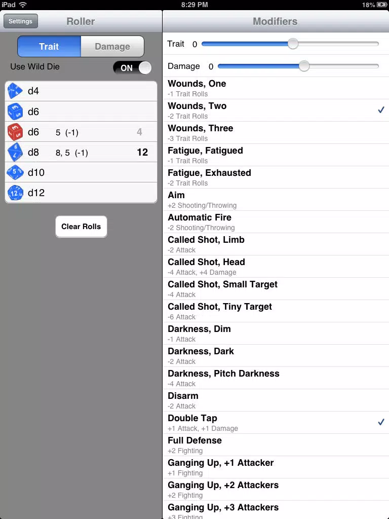 Savage Worlds Dice Roller iPad 应用截图