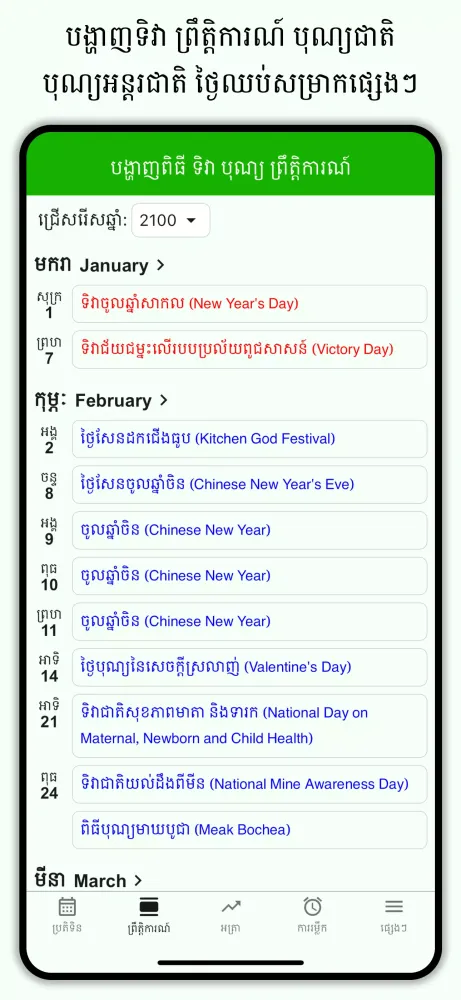 Screenshot di Khmer Lunar Calendar