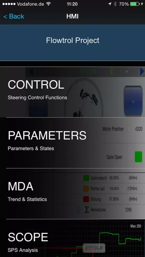 Capturas de pantalla de Flowtrol HMI Lite
