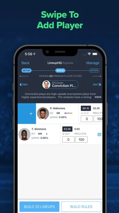 صور LineupHQ FanDuel DFS Optimizer