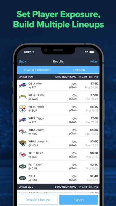 صور LineupHQ FanDuel DFS Optimizer