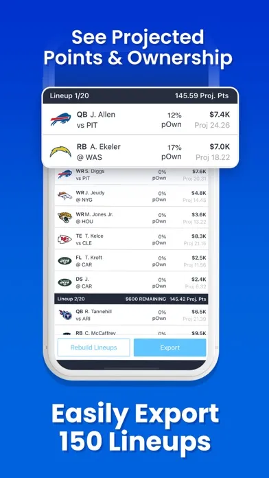 RotoGrinders Daily Fantasy Screenshots