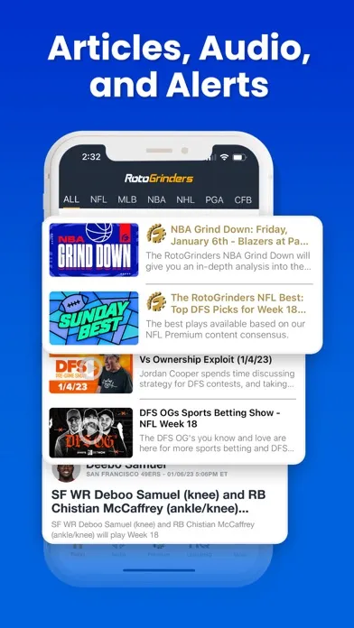 RotoGrinders Daily Fantasy Screenshots