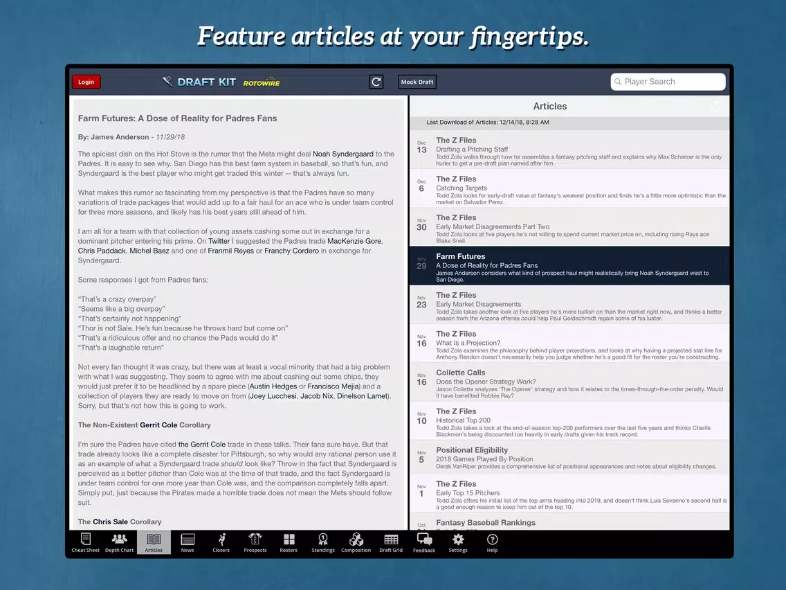 Captures d'écran de Fantasy Baseball Draft Kit '19 iPad 