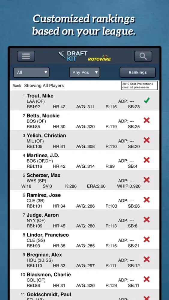 Captures d'écran de Fantasy Baseball Draft Kit '19