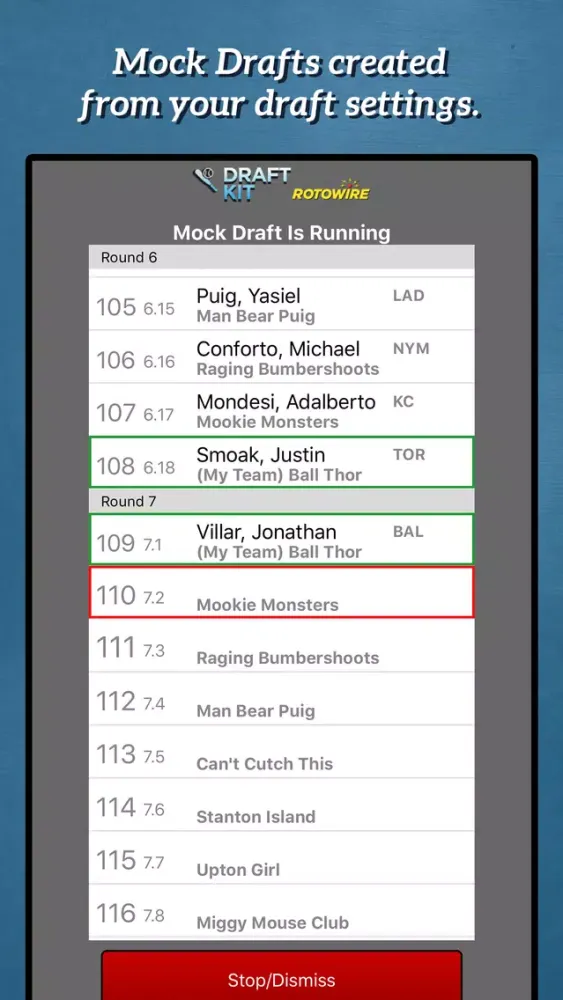 Captures d'écran de Fantasy Baseball Draft Kit '19