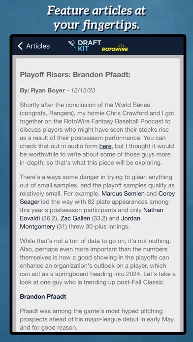Fantasy Baseball Draft Kit '24应用截图