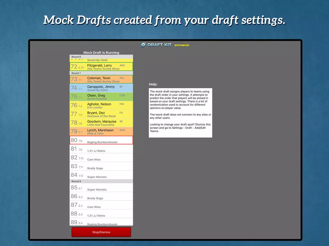 Fantasy Football Draft Kit '18 iPad  Screenshots