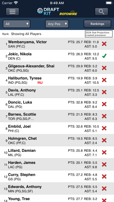 Fantasy Basketball Draft '24 Screenshots
