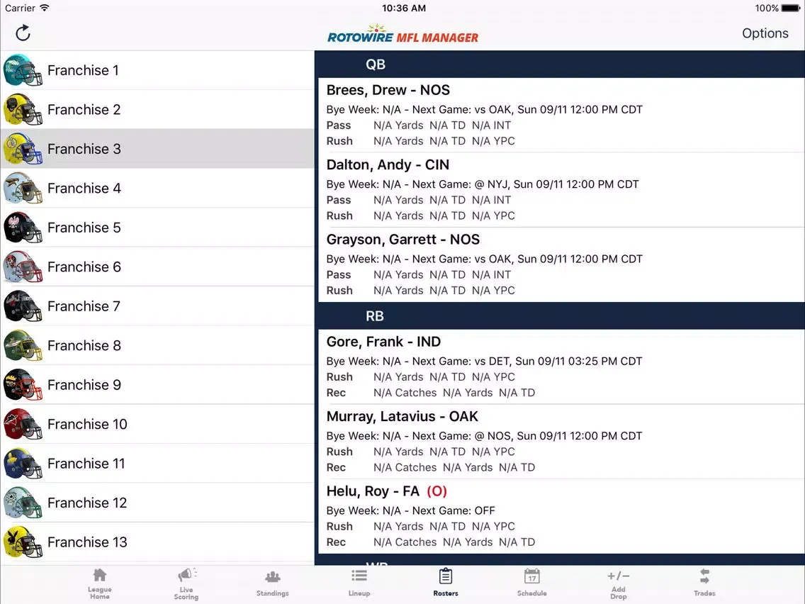 MyFantasyLeague Manager 2018 iPad  스크린샷