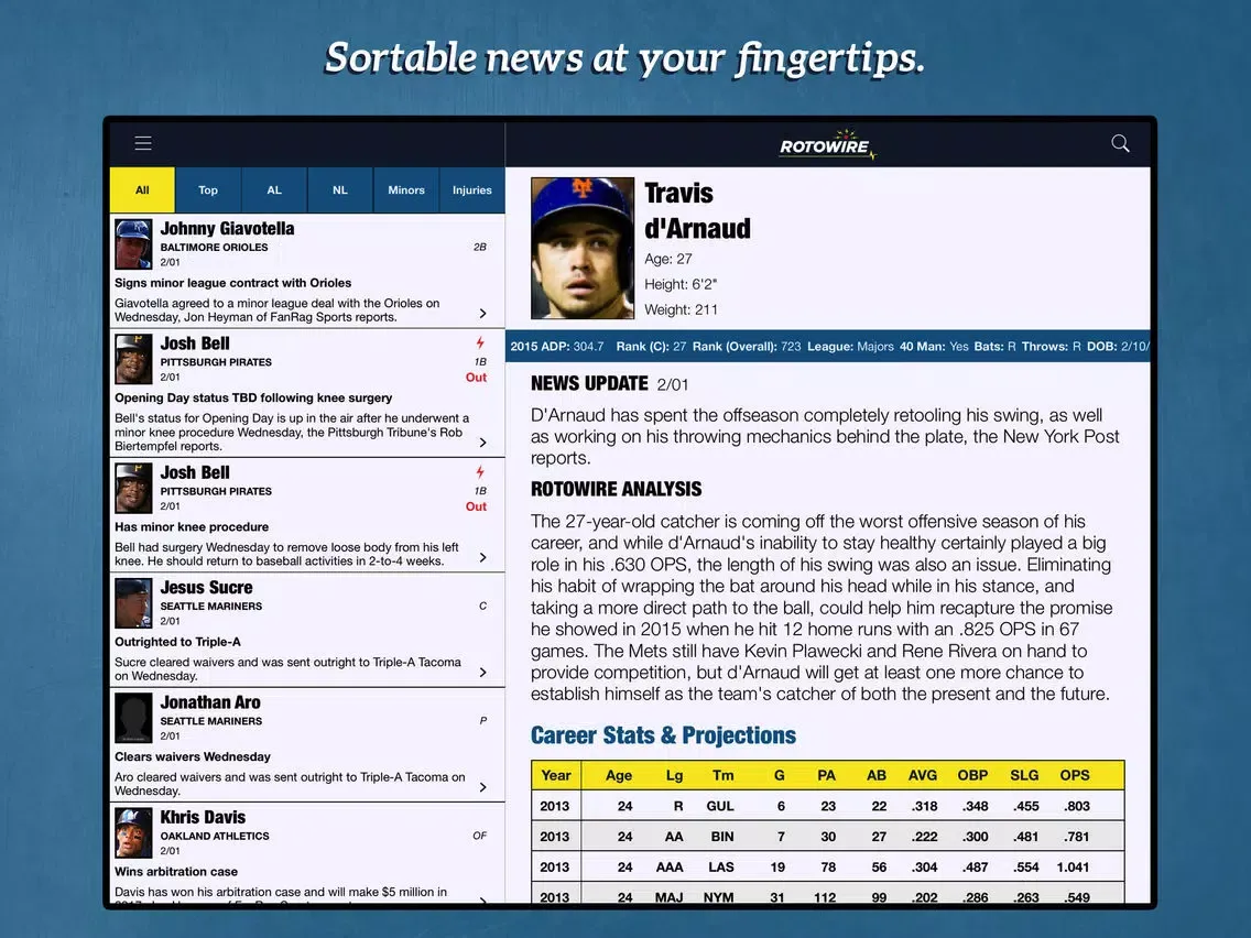 Fantasy Baseball Assistant '18 iPad  Screenshots