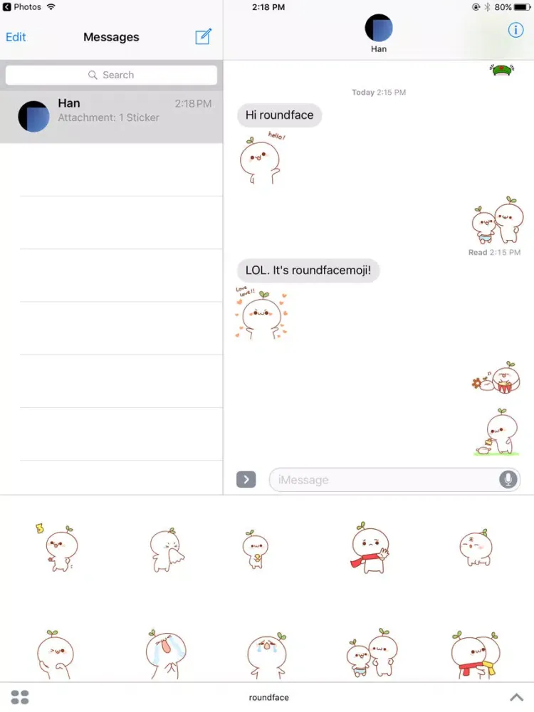 ภาพหน้าจอของ Roundfacemoji iPad 