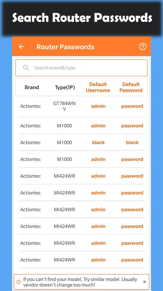 WiFi Router Passwords - Setup应用截图