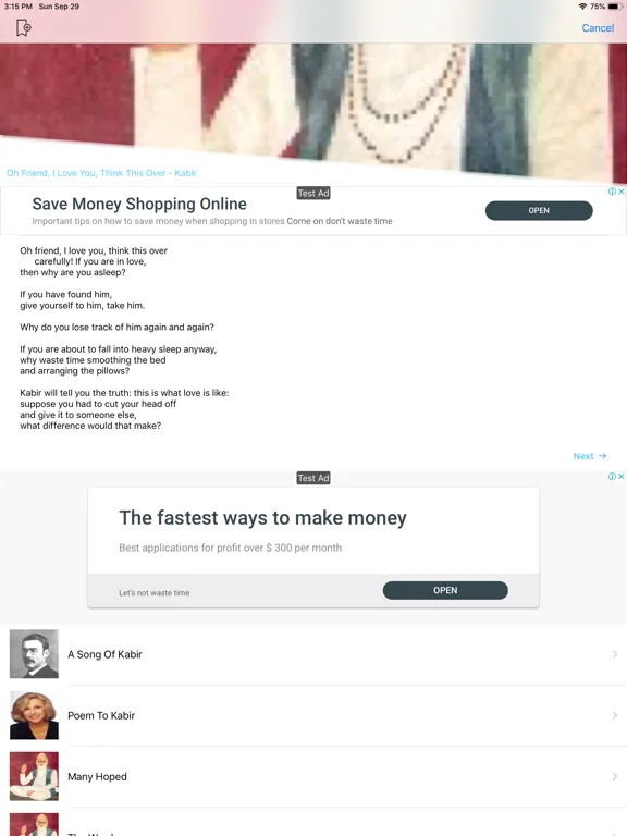 Capturas de pantalla de Poems - Love, Romantic iPad 