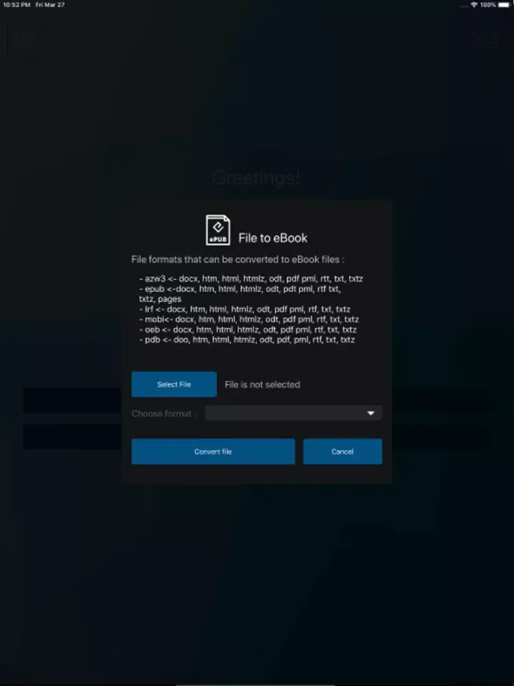 ภาพหน้าจอของ eBook Conversion Tool iPad 