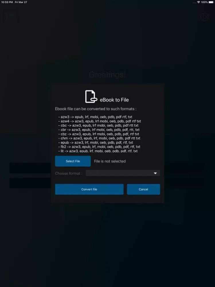 ภาพหน้าจอของ eBook Conversion Tool iPad 