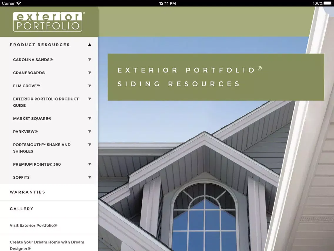 Exterior Portfolio Resources iPad  Screenshots