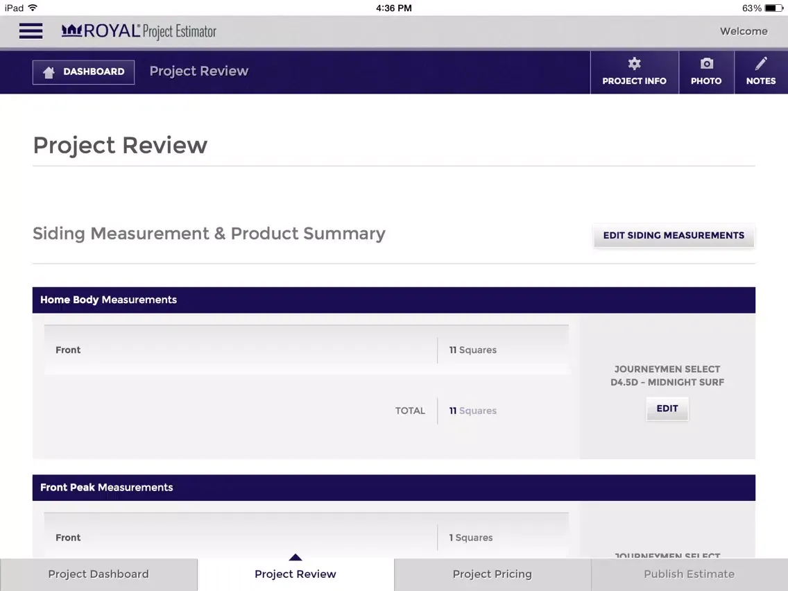 Capturas de tela do RBP Estimator iPad 