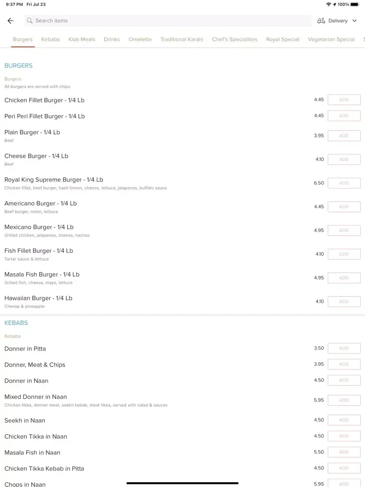 Royal King Grill iPad  سکرین شاٹس