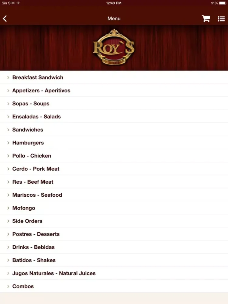 Roy's Restaurant iPad  Screenshots