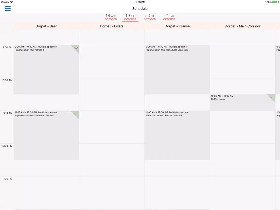 AoIR 2017 iPad  Screenshots