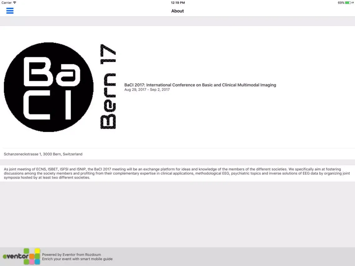 Capturas de tela do BaCI 2017: International Conference iPad 