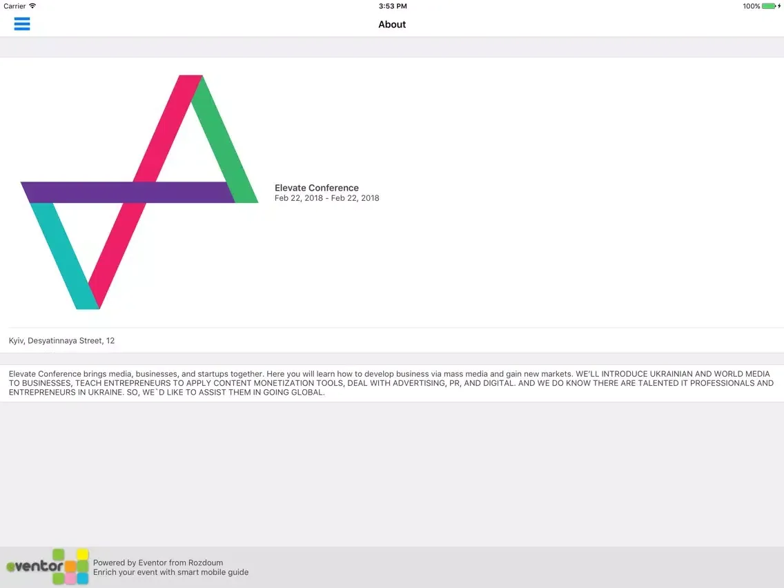 Screenshot di Elevate Conference iPad 