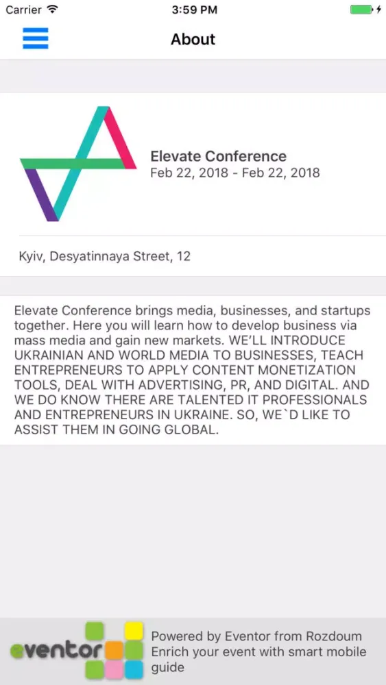 Screenshot di Elevate Conference