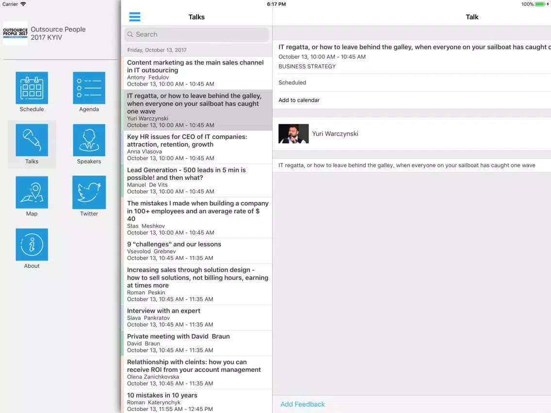 Скриншоты Outsource People 2017 KYIV iPad 