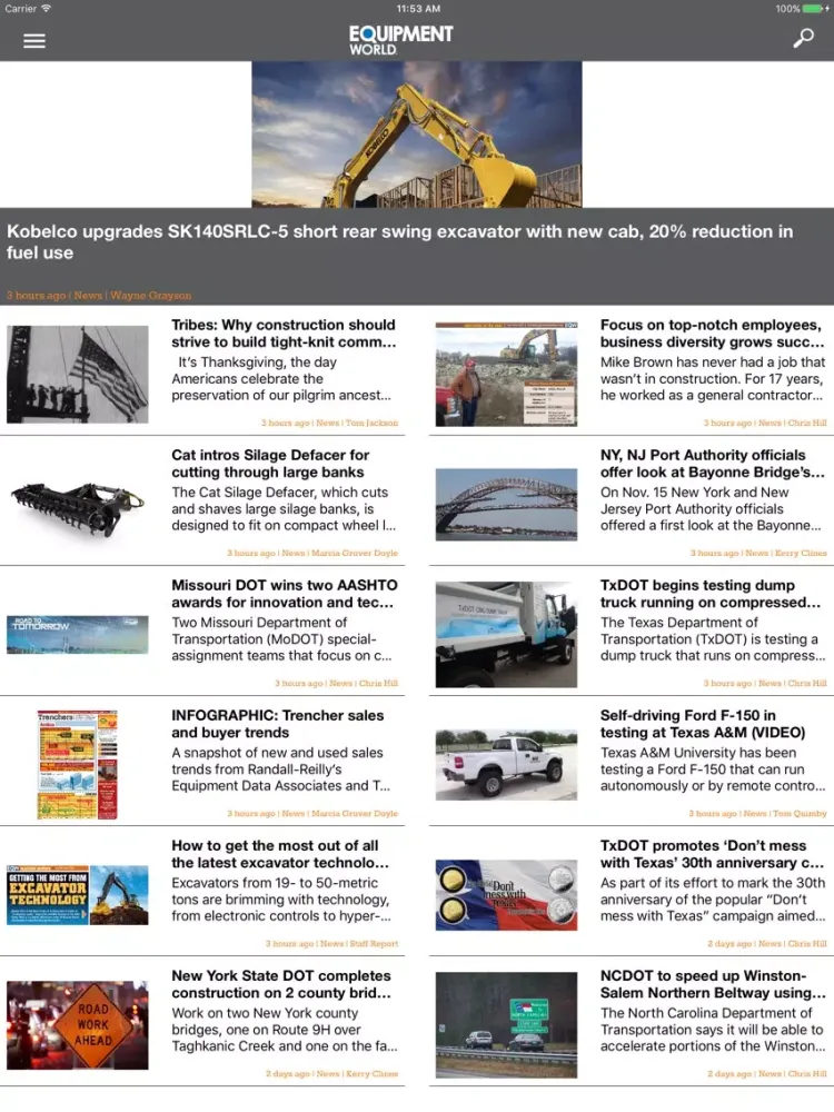 Capturas de tela do Equipment World iPad 