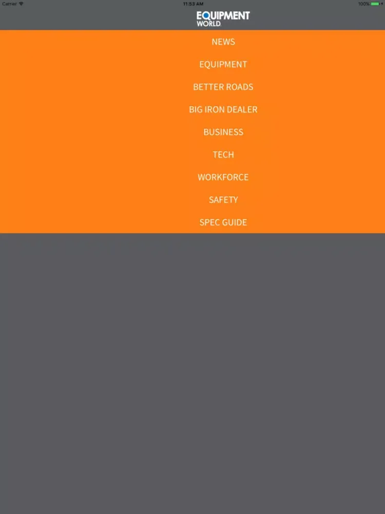 Capturas de tela do Equipment World iPad 