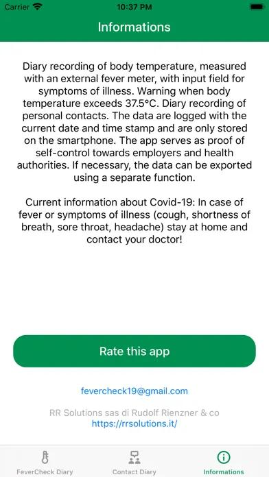 Screenshot di FeverCheck