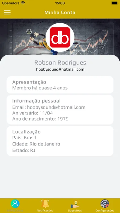 Capturas de tela do Sou Goleiro App
