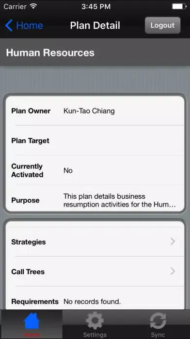 Ảnh chụp màn hình của RSA Archer Business Continuity & Disaster Recovery