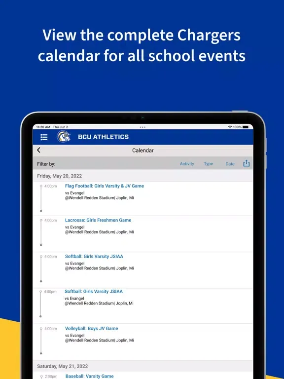 BCU Athletics iPad  Ekran Görüntüleri