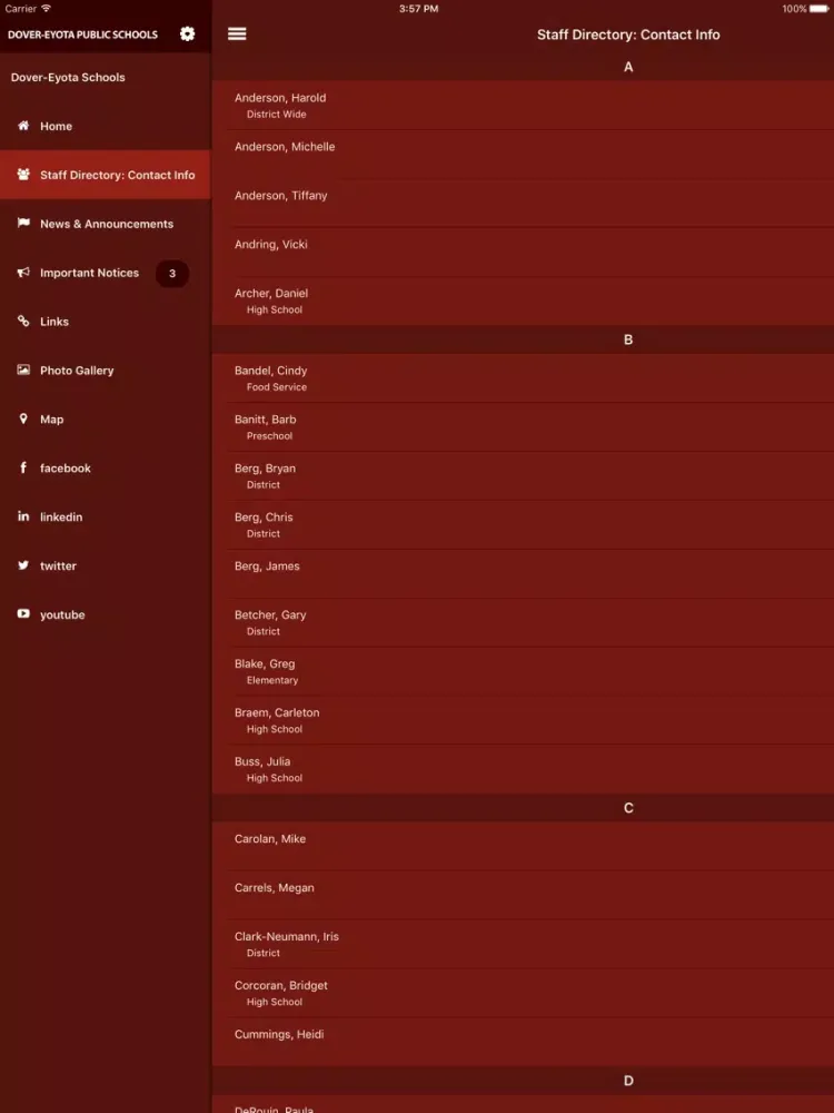 Скриншоты Dover-Eyota Schools iPad 