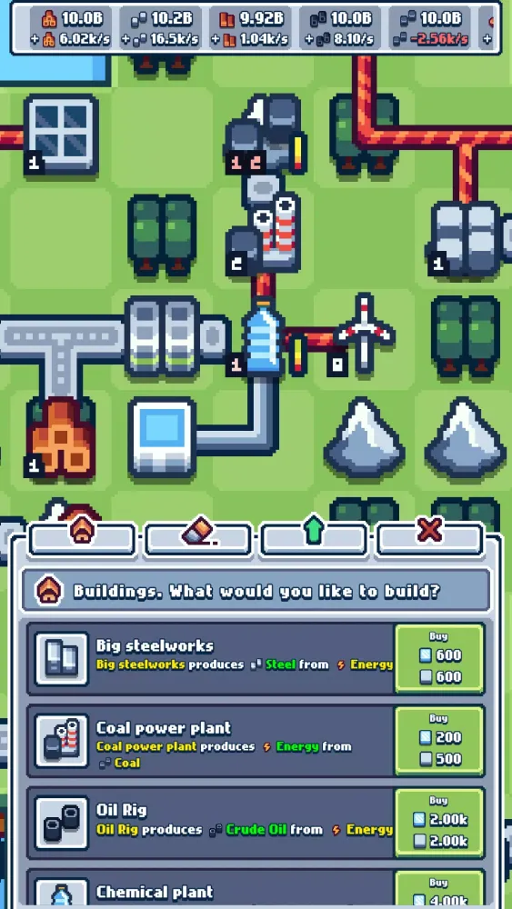 Capturas de tela do Production Chain Tycoon