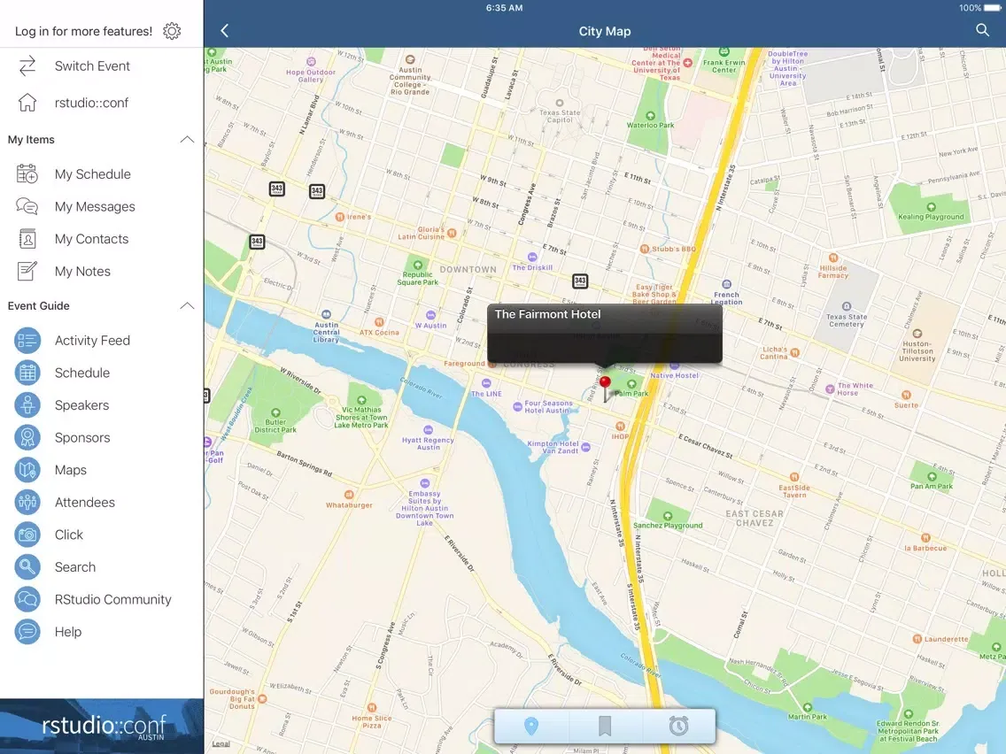 Zrzuty ekranu rstudio::conf 2020 iPad 
