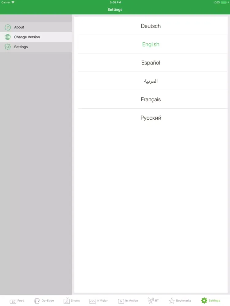 Tangkapan layar RT News­ iPad 
