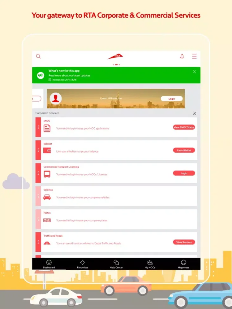 Tangkapan skrin RTA Corporate Services iPad 