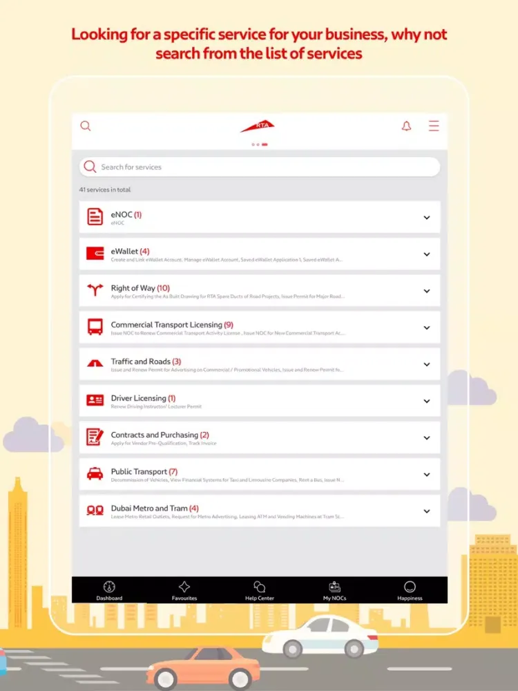 Tangkapan skrin RTA Corporate Services iPad 