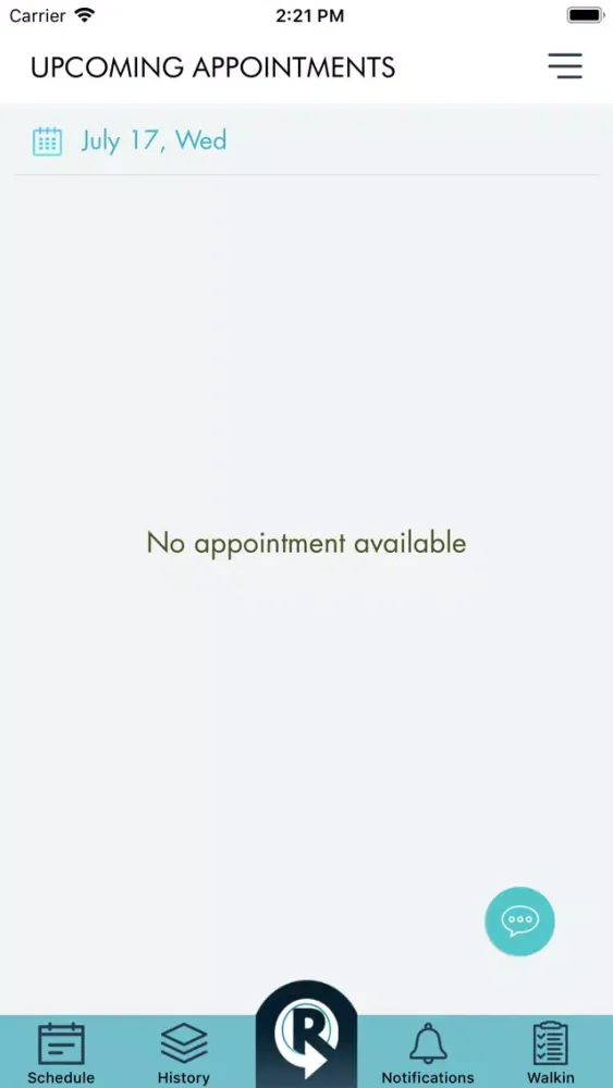Capturas de tela do Clinician App