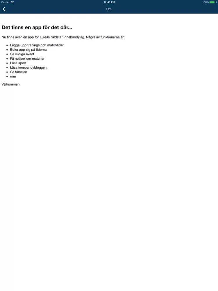 RT INNEBANDY iPad  Screenshots
