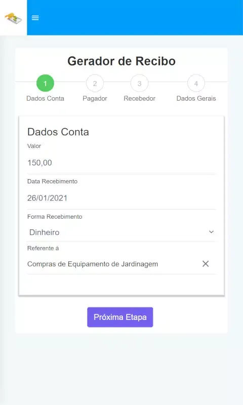 Tangkapan layar Gerador Recibo