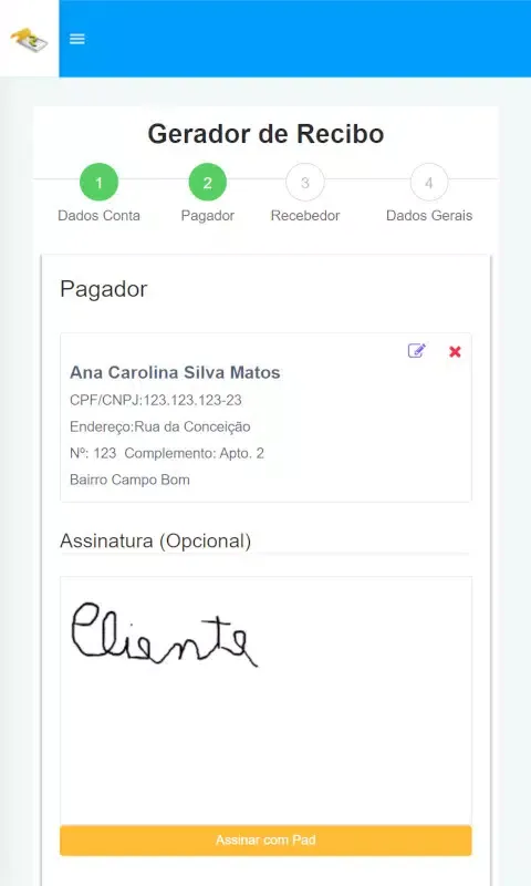 Tangkapan layar Gerador Recibo
