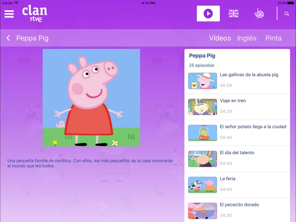 ภาพหน้าจอของ RTVE Clan iPad 