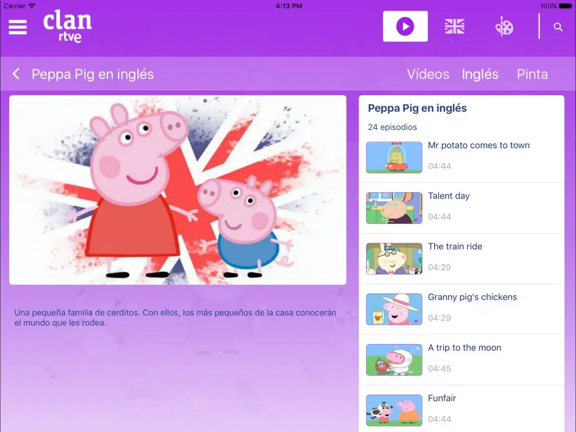 ภาพหน้าจอของ RTVE Clan iPad 
