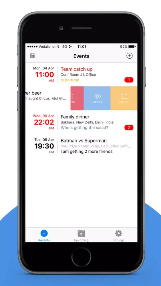 Capturas de tela do Reached app